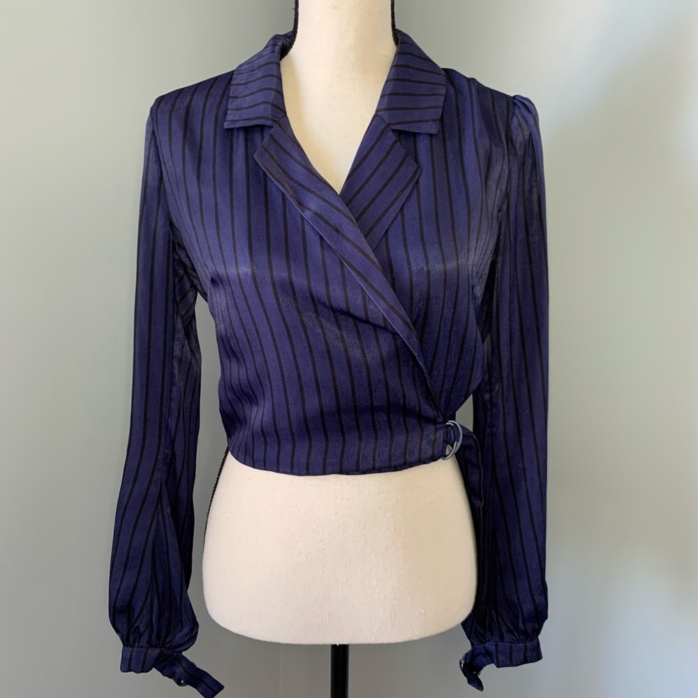 HOUSE OF HARLOW + REVOLVE Blue & Black Cropped Top